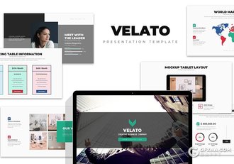 62页欧美扁平化商务通用ppt模板 - 顶尖PPT