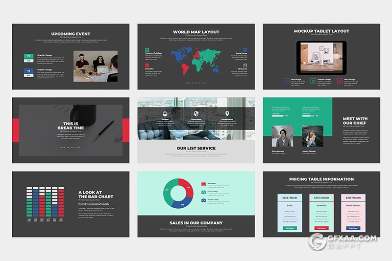 62页欧美扁平化商务通用ppt模板 - 顶尖PPT