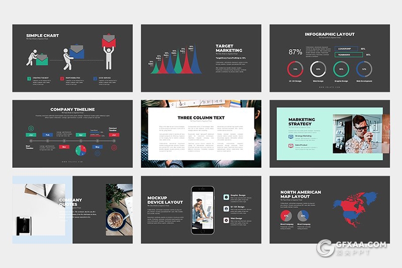 62页欧美扁平化商务通用ppt模板 - 顶尖PPT