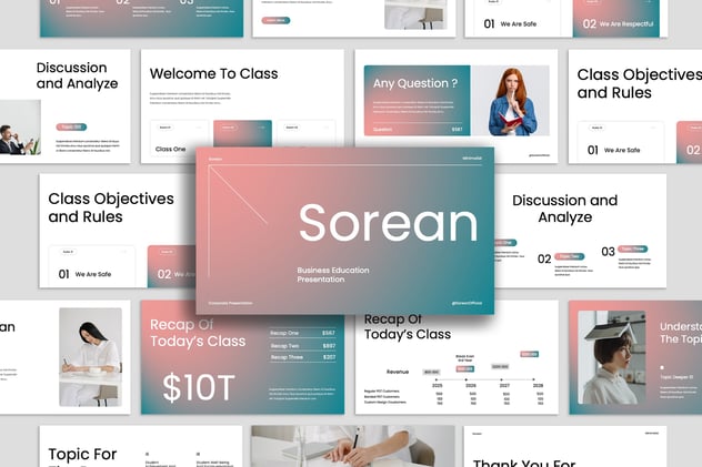 渐变极简主义教育主题PPT模板 - 顶尖PPT