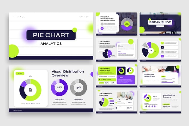 饼图分析数据展示演讲Keynote模板 - 顶尖PPT