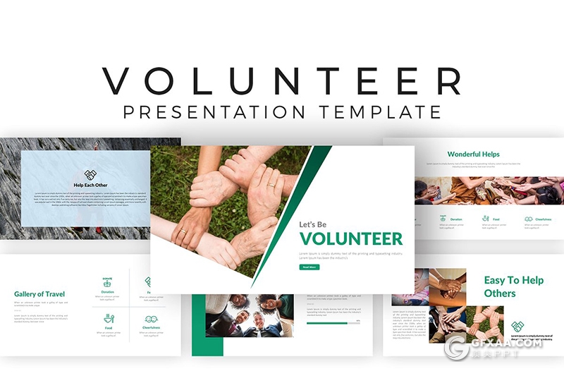 32页绿色志愿者活动统计keynote模板 - 顶尖PPT