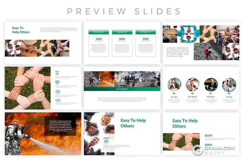 32页绿色志愿者活动统计keynote模板 - 顶尖PPT