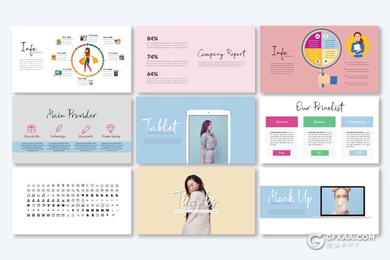 37页时尚流行模特展示艺术风格keynote模板 - 顶尖PPT