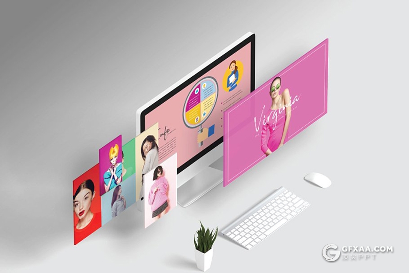 37页时尚流行模特展示艺术风格keynote模板 - 顶尖PPT