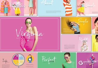 37页时尚流行模特展示艺术风格keynote模板 - 顶尖PPT