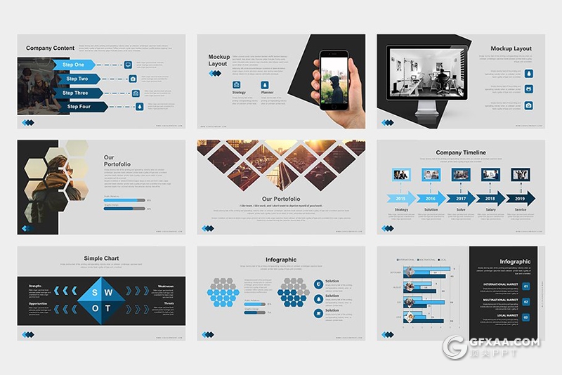 国外商务风格keynote模板 4种配色方案 - 顶尖PPT