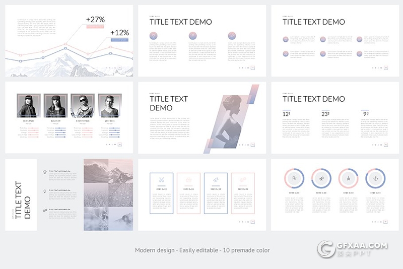 40页10种配色国外精美设计商务通用ppt模板 - 顶尖PPT