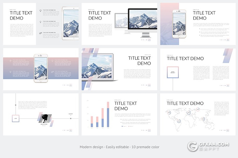 40页10种配色国外精美设计商务通用ppt模板 - 顶尖PPT