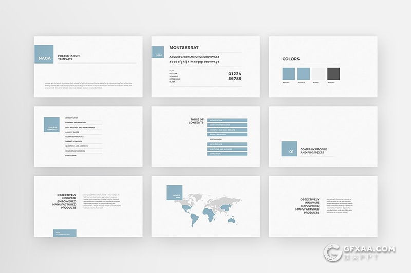 54页扁平化简约商务风格PPT模板 - 顶尖PPT