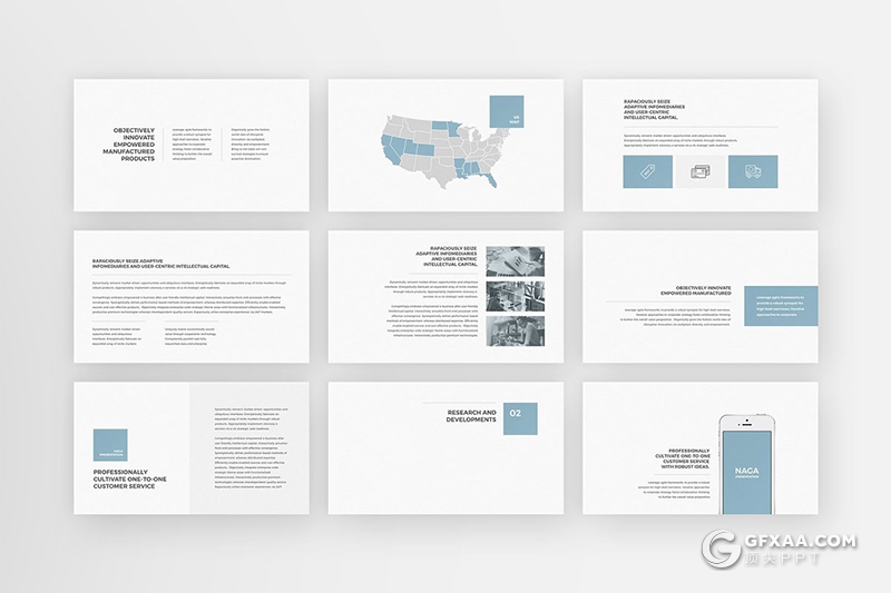 54页扁平化简约商务风格PPT模板 - 顶尖PPT