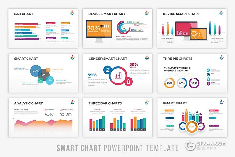 21页10种配色彩色商务逻辑图形图标ppt模板 - 顶尖PPT