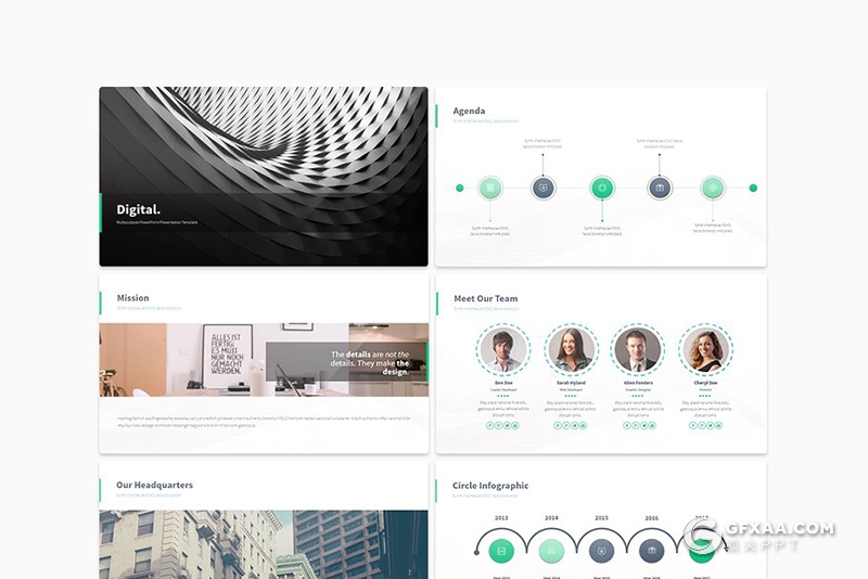 30页精美商务图形工作通用ppt模板 4种主题配色 - 顶尖PPT
