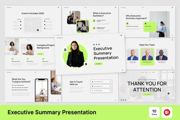 会议执行摘要演示PowerPoint模板 - 顶尖PPT