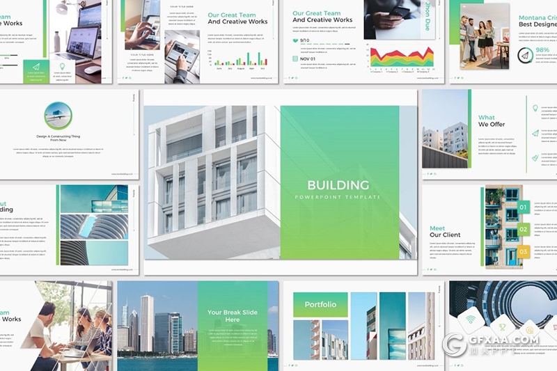 30页5种配色地产建筑行业多用途ppt模板 - 顶尖PPT