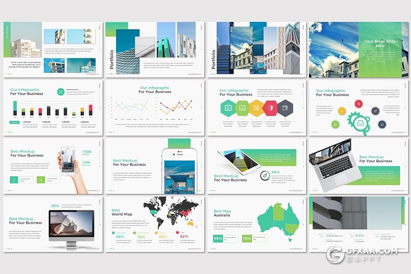 30页5种配色地产建筑行业多用途ppt模板 - 顶尖PPT