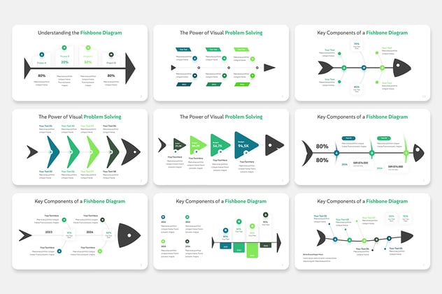 项目时间线梳理鱼骨图PPT模板 - 顶尖PPT