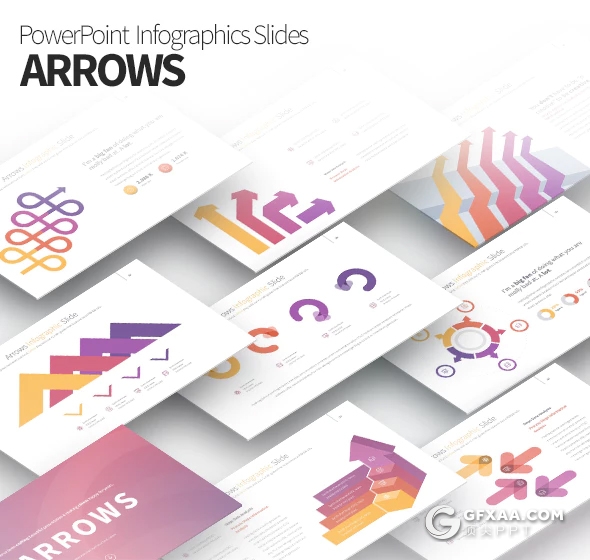 35页箭头指向商务信息图表PPT模板 11种主题配色 - 顶尖PPT
