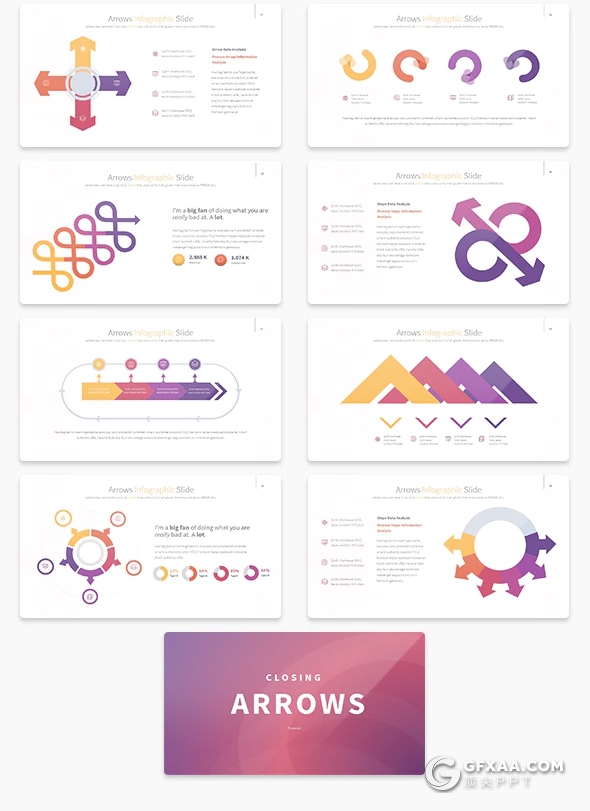 35页箭头指向商务信息图表PPT模板 11种主题配色 - 顶尖PPT