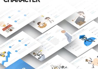 35页创意卡通商务人物PPT图形素材模板 11种配色 - 顶尖PPT