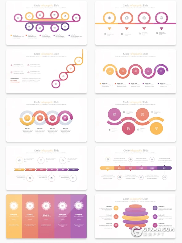35页时间轴数据统计图形PPT模板 12种主题配色 - 顶尖PPT