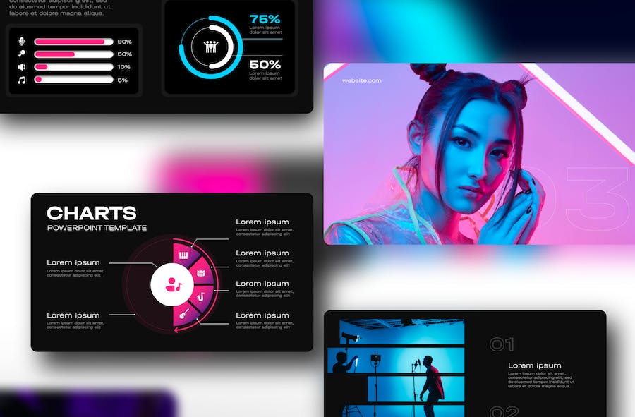 音乐制作编曲录音工作室PPT模板 - 顶尖PPT