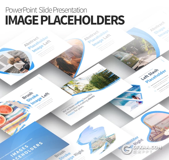 34页笔刷不规则图形效果图片剪影PPT模板  可一键换图 - 顶尖PPT