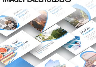 34页笔刷不规则图形效果图片剪影PPT模板  可一键换图 - 顶尖PPT