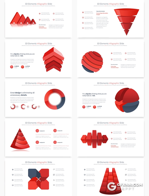 35页创意商务3D立体图形PPT模板 12种主题配色 - 顶尖PPT