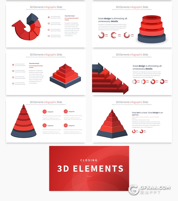 35页创意商务3D立体图形PPT模板 12种主题配色 - 顶尖PPT