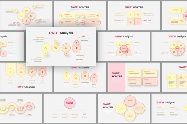 SWOT分析展示图形Keynote模板 - 顶尖PPT