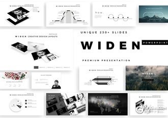 230页黑白色调国外高端商务通用PPT模板 - 顶尖PPT