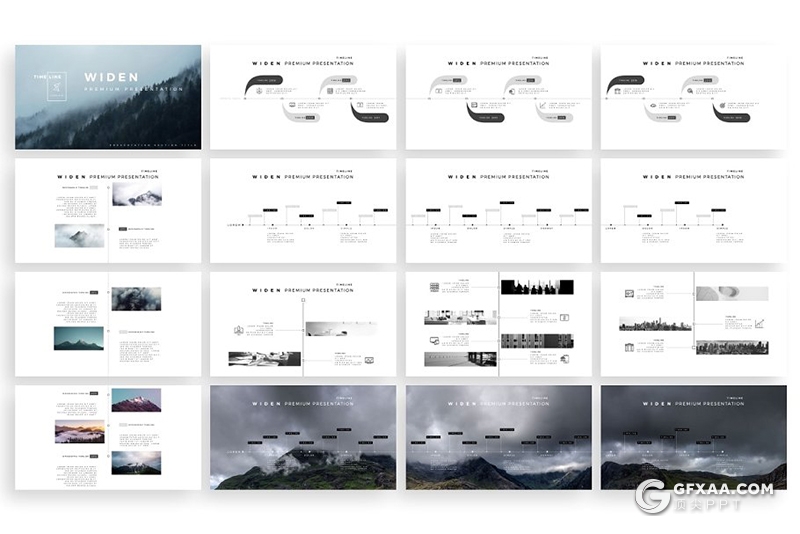 230页黑白色调国外高端商务通用PPT模板 - 顶尖PPT