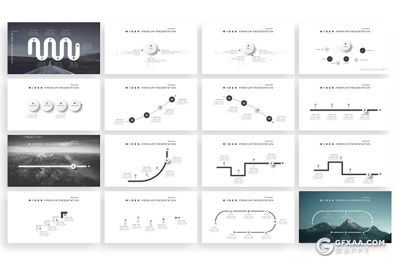 230页黑白色调国外高端商务通用PPT模板 - 顶尖PPT