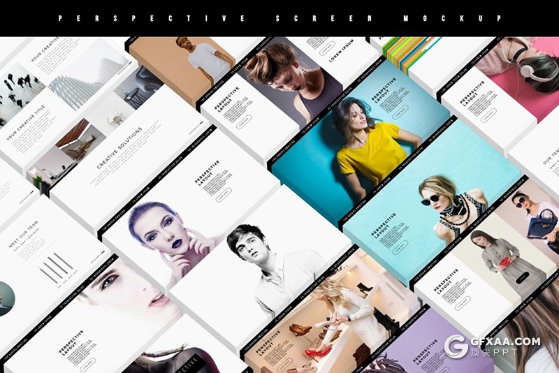 140页黑白色调彩色微立体图形时尚图片展示PPT模板 - 顶尖PPT