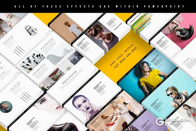 140页黑白色调彩色微立体图形时尚图片展示PPT模板 - 顶尖PPT