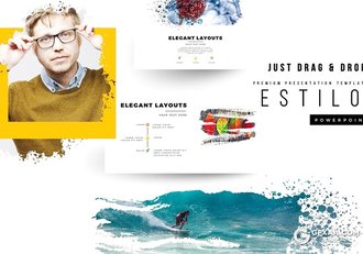 300页国外高端艺术水墨笔刷风格PPT模板 120页笔刷占位符一键换图 - 顶尖PPT