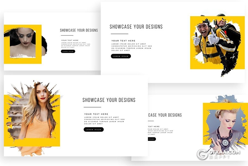 300页国外高端艺术水墨笔刷风格PPT模板 120页笔刷占位符一键换图 - 顶尖PPT