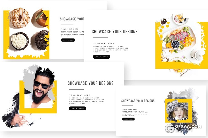 300页国外高端艺术水墨笔刷风格PPT模板 120页笔刷占位符一键换图 - 顶尖PPT