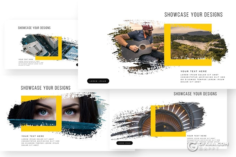 300页国外高端艺术水墨笔刷风格PPT模板 120页笔刷占位符一键换图 - 顶尖PPT