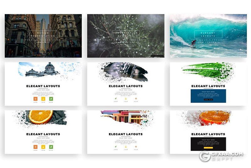 300页国外高端艺术水墨笔刷风格PPT模板 120页笔刷占位符一键换图 - 顶尖PPT