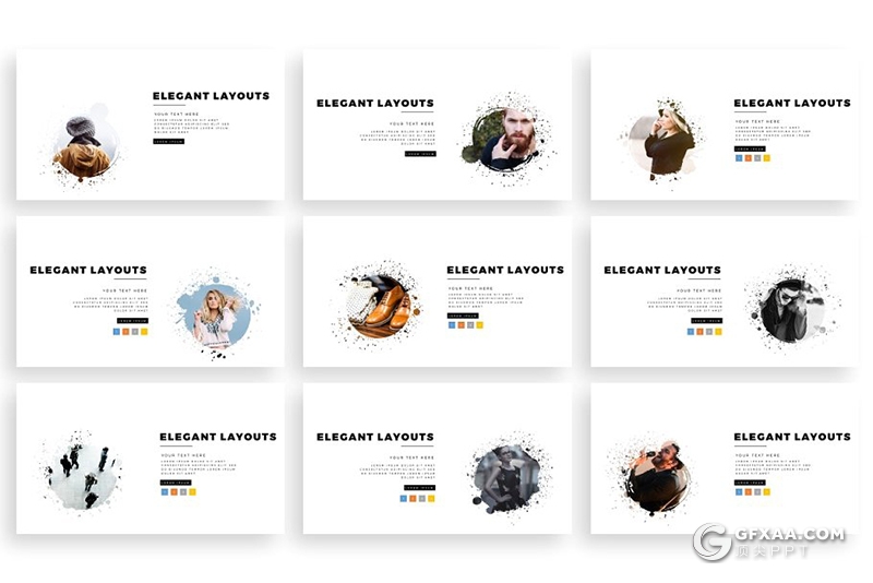 300页高逼格笔刷效果图片展示多用途PPT模板 - 顶尖PPT