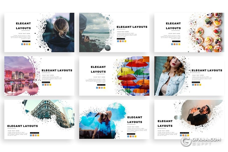 300页高逼格笔刷效果图片展示多用途PPT模板 - 顶尖PPT