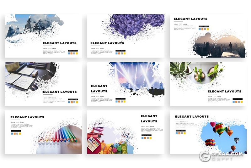 300页高逼格笔刷效果图片展示多用途PPT模板 - 顶尖PPT