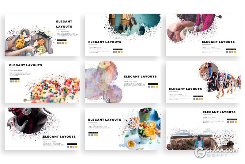 300页高逼格笔刷效果图片展示多用途PPT模板 - 顶尖PPT