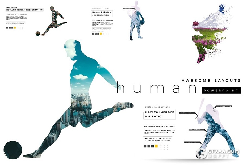 230页体育运动人物剪影国外高端ppt模板 - 顶尖PPT