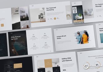 104页欧美简约商务风格PPT模板 3种主题配色 - 顶尖PPT