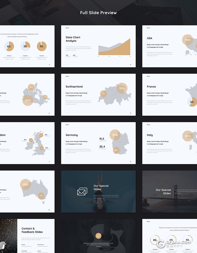 104页欧美简约商务风格PPT模板 3种主题配色 - 顶尖PPT