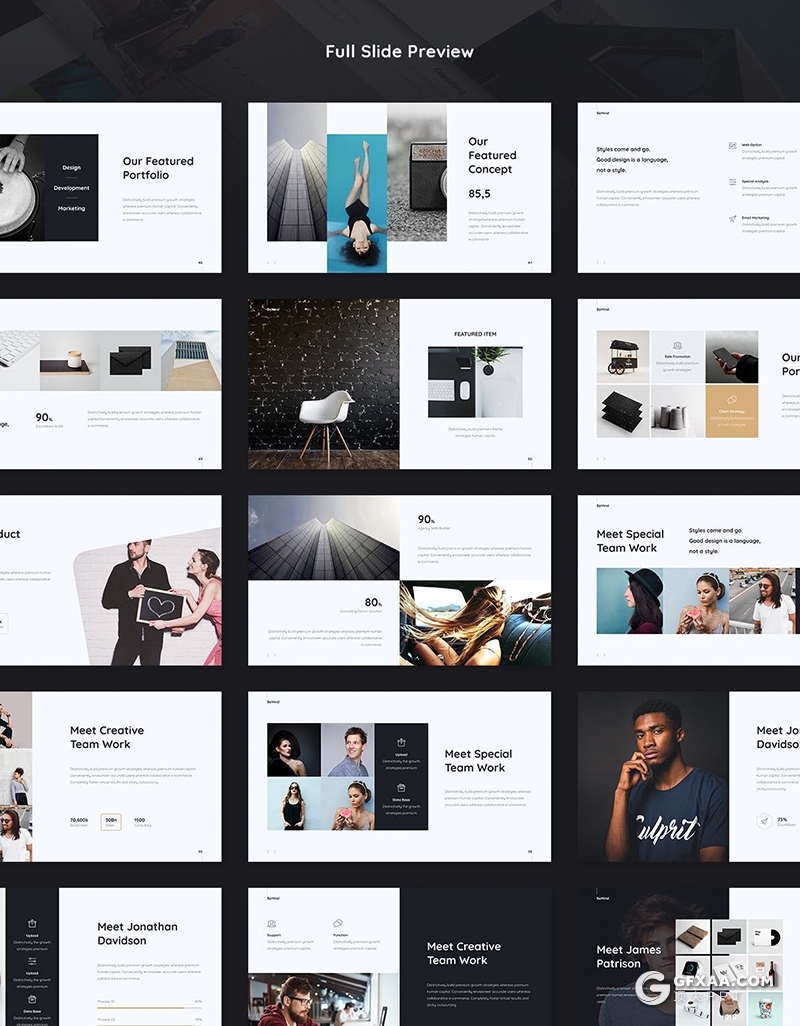 104页欧美简约商务风格PPT模板 3种主题配色 - 顶尖PPT