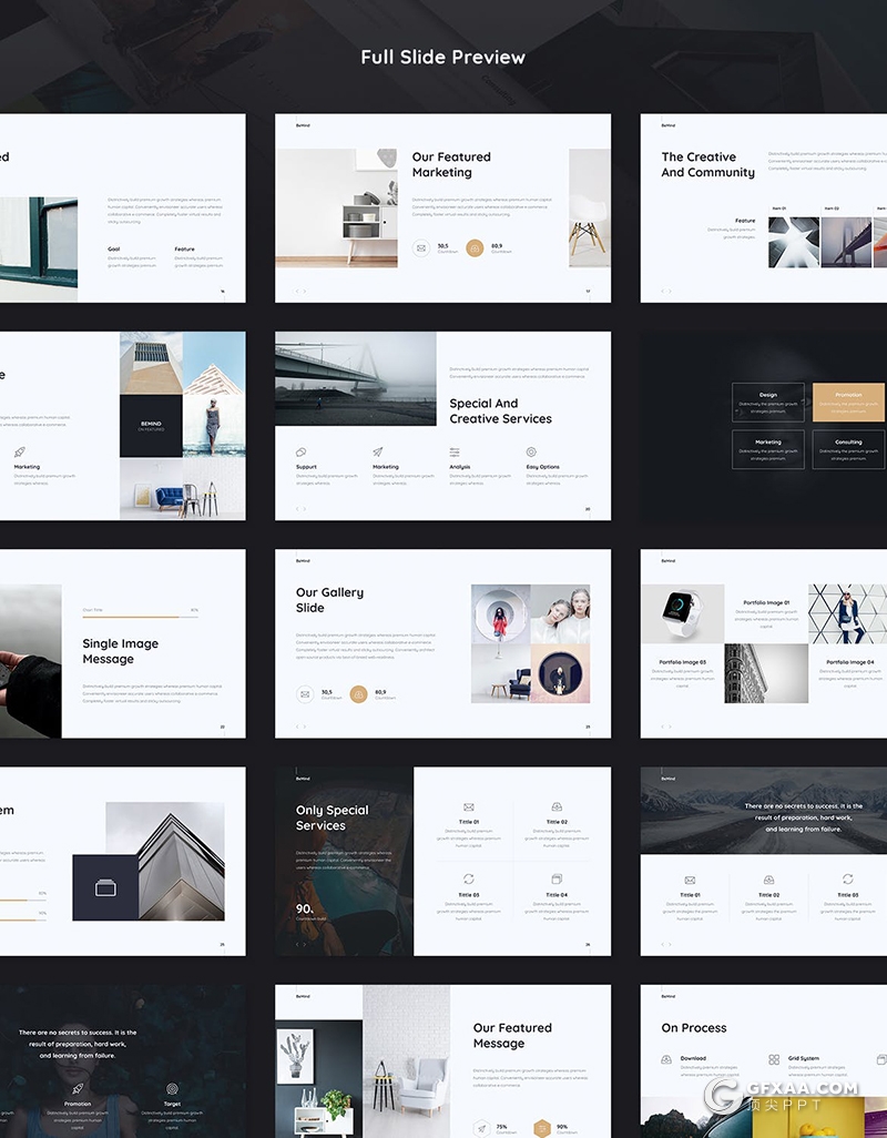 104页欧美简约商务风格PPT模板 3种主题配色 - 顶尖PPT